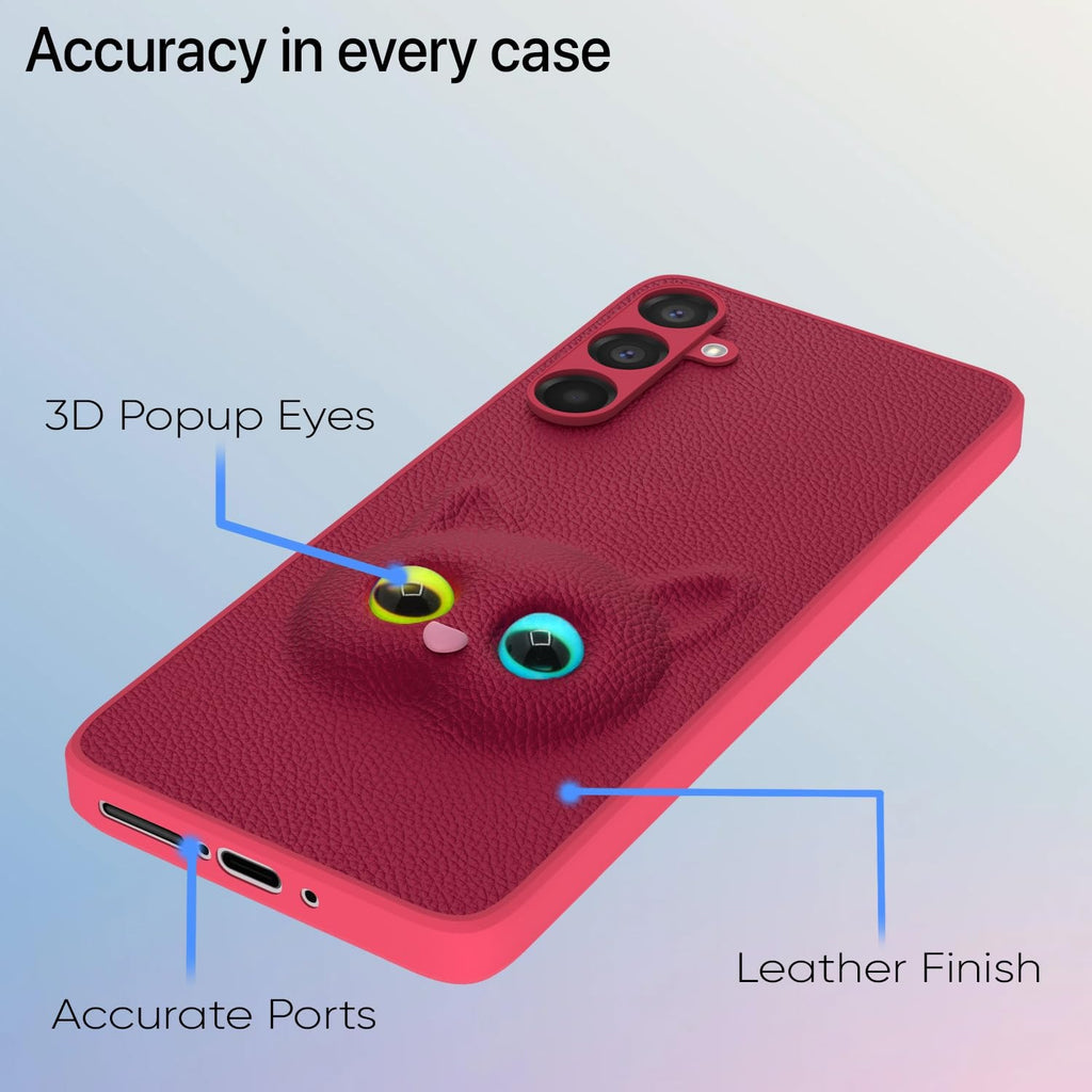 Samsung Galaxy M55 5G / M55s 5G / F55 5G Cute Cat Leather Finish Soft TPU  Case