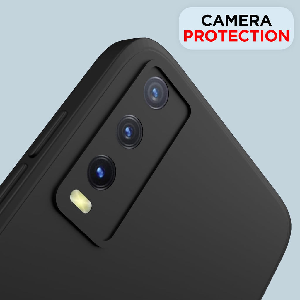 Liquid Silicone Back Cover for Vivo Y12s / Y20 / Y20i / Y20G (Black)