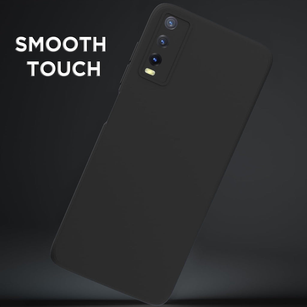 Liquid Silicone Back Cover for Vivo Y12s / Y20 / Y20i / Y20G (Black)