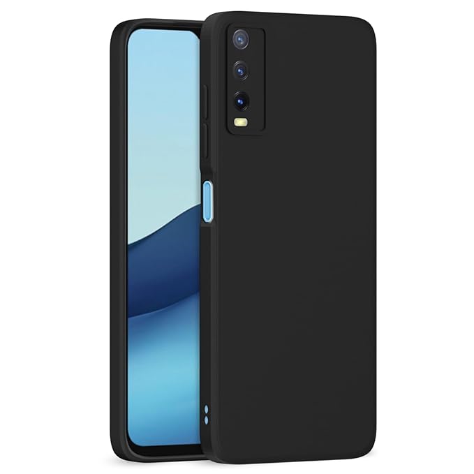 Liquid Silicone Back Cover for Vivo Y12s / Y20 / Y20i / Y20G (Black)