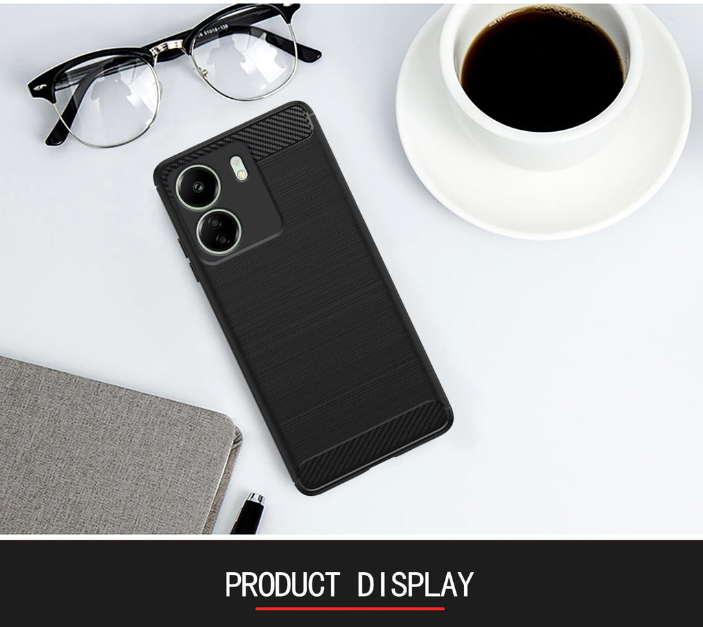 Redmi 13c Hybrid Carbon Fiber Back Cover Black Shockproof TPU Case