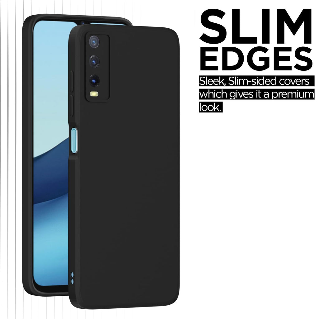 Liquid Silicone Back Cover for Vivo Y12s / Y20 / Y20i / Y20G (Black)