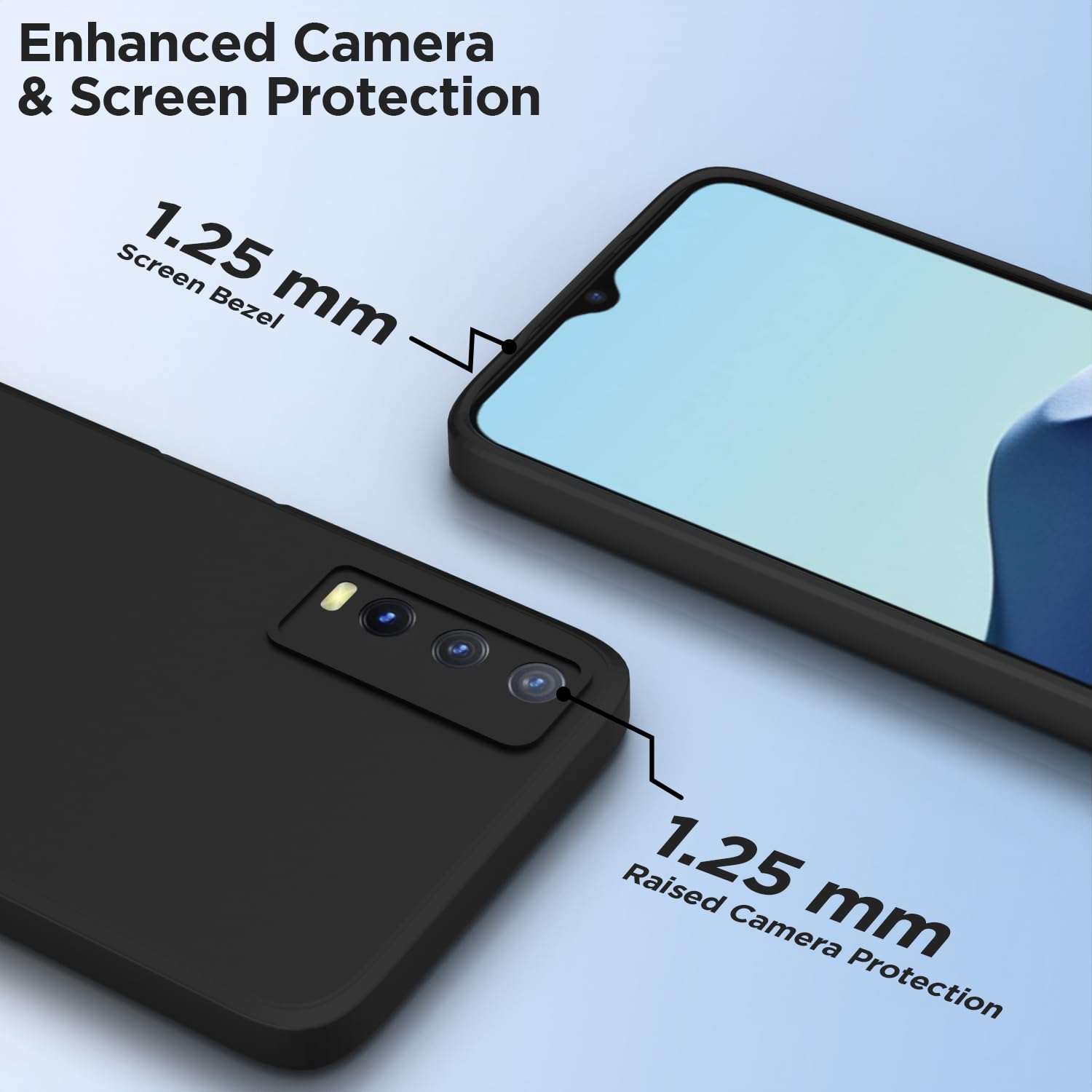 Liquid Silicone Back Cover for Vivo Y12s / Y20 / Y20i / Y20G (Black)