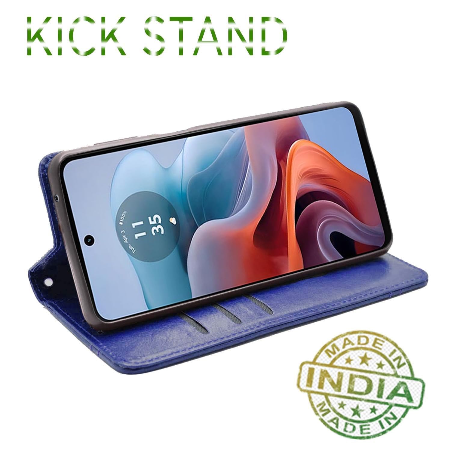 Magnetic Flip Cover for Moto G34 5G (Blue)