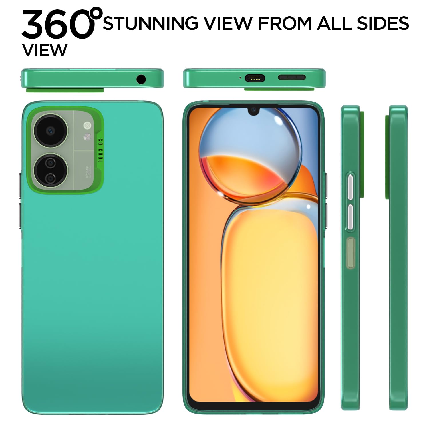 Matte Finish Back Cover for Redmi 13C 5G – So Cool Green Case