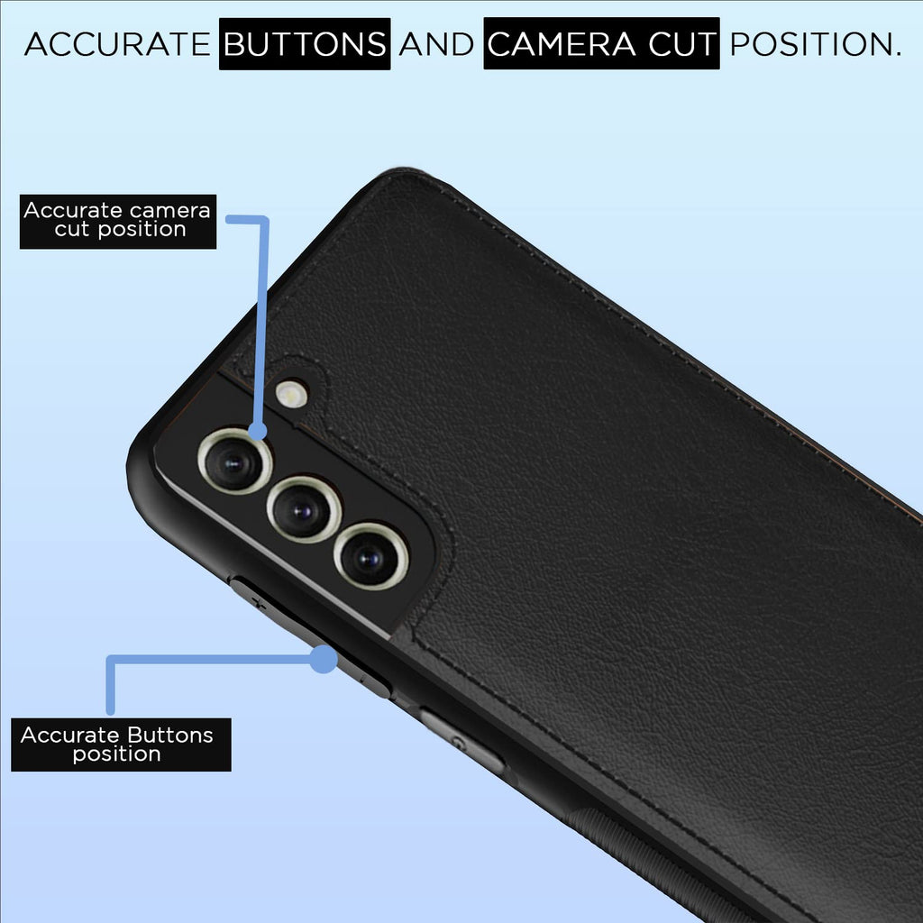 Samsung Galaxy S22 Premium Leather Back Cover (Black) – Soft Silicone Inner Case