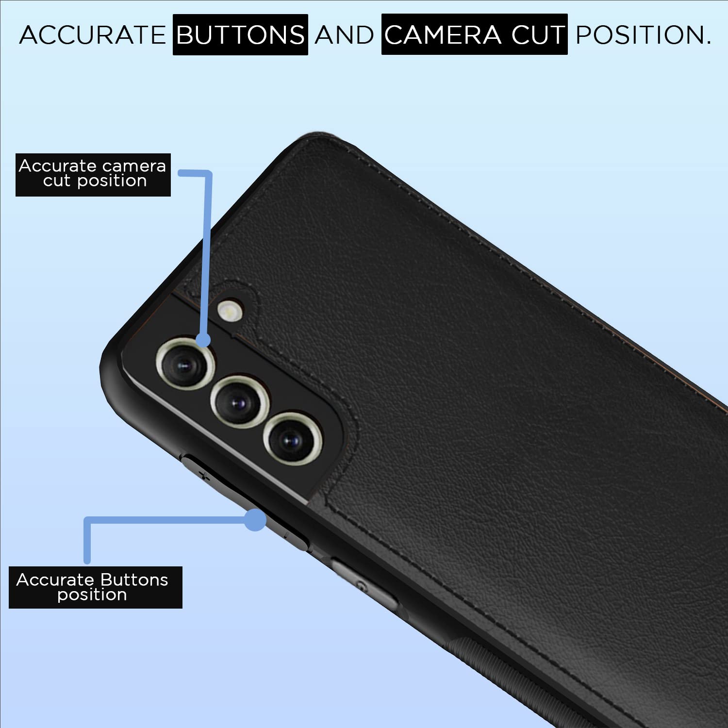 Samsung Galaxy S22 Premium Leather Back Cover (Black) – Soft Silicone Inner Case