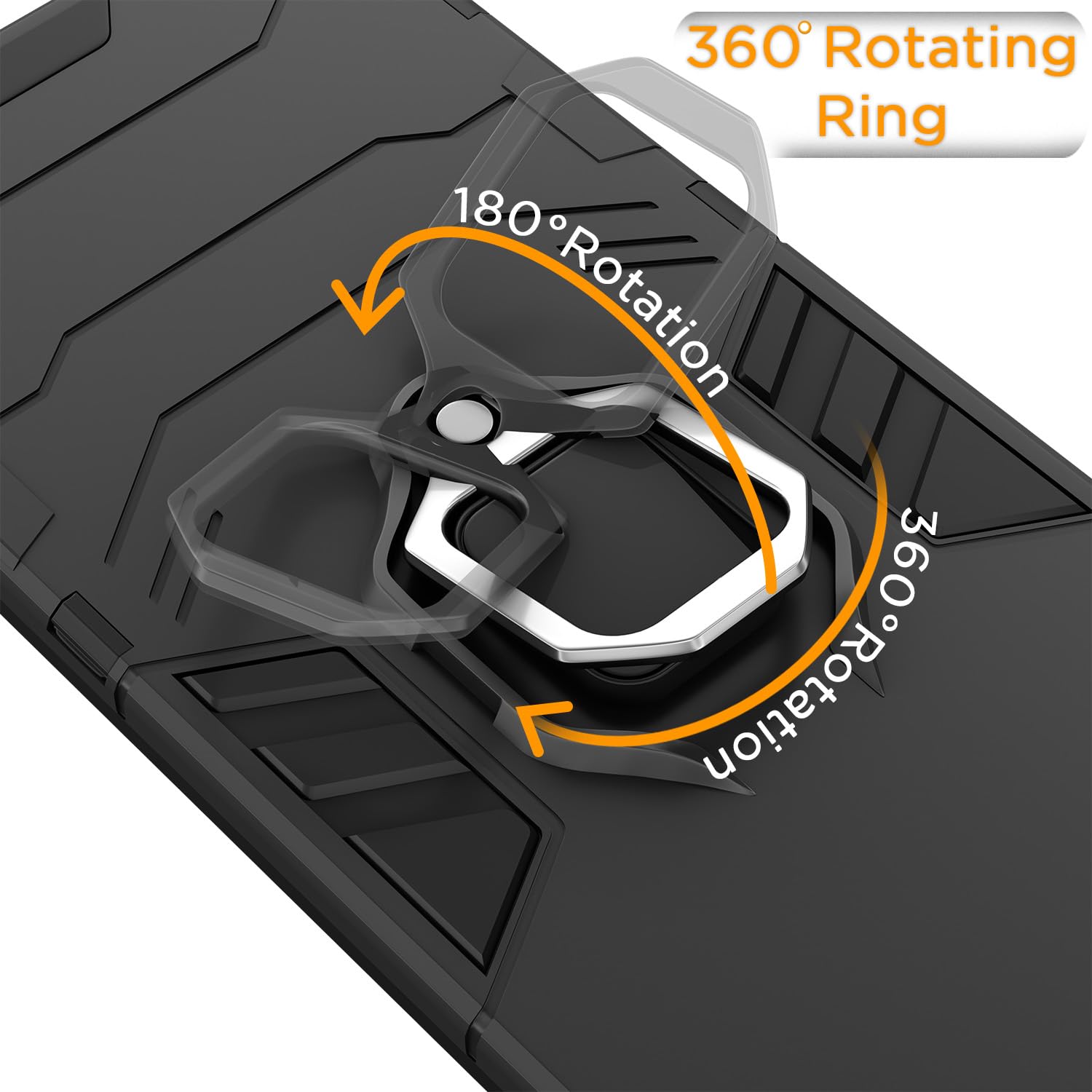 D5 Tough Armor Back Cover with Ring Holder Kickstand for Redmi 12C