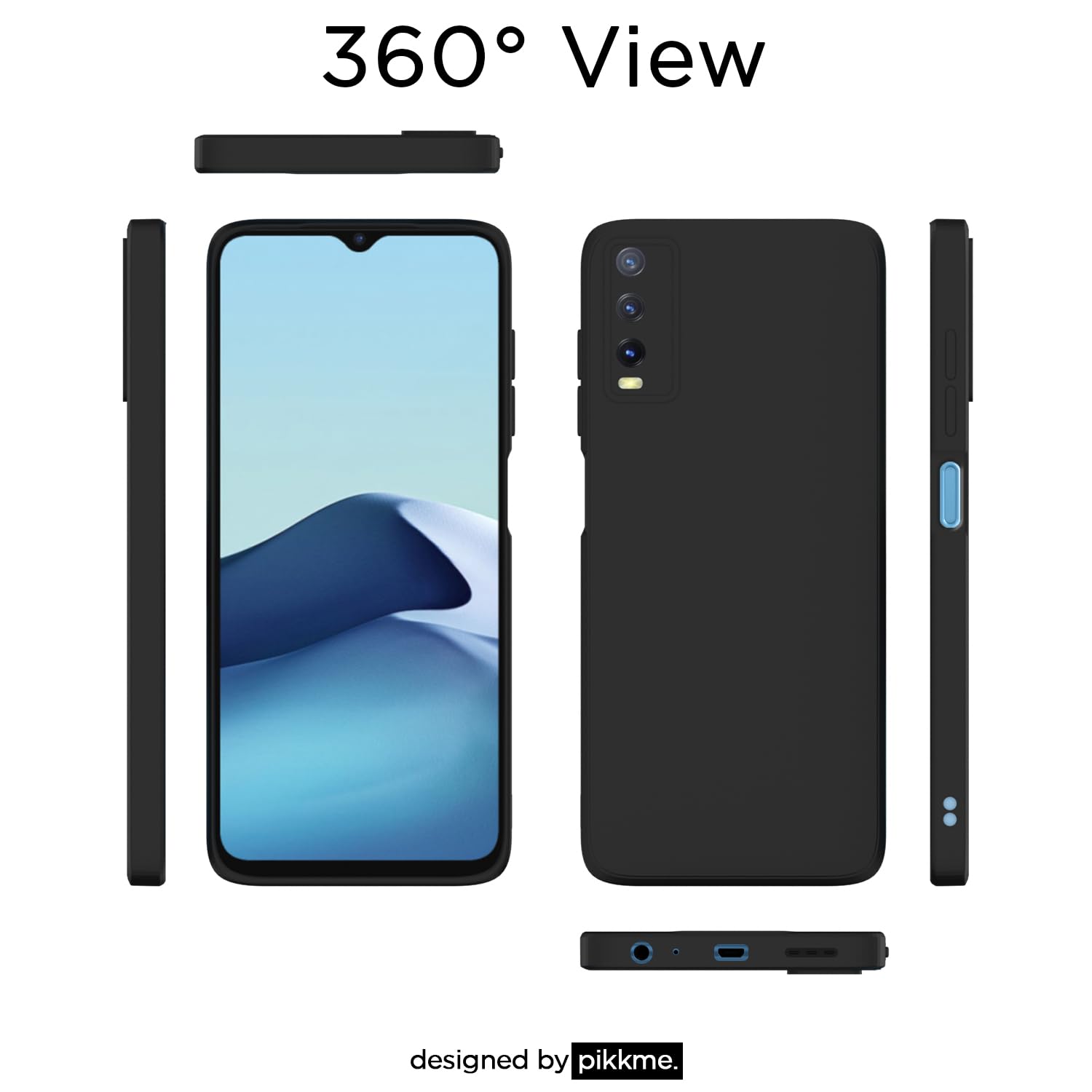 Liquid Silicone Back Cover for Vivo Y12s / Y20 / Y20i / Y20G (Black)