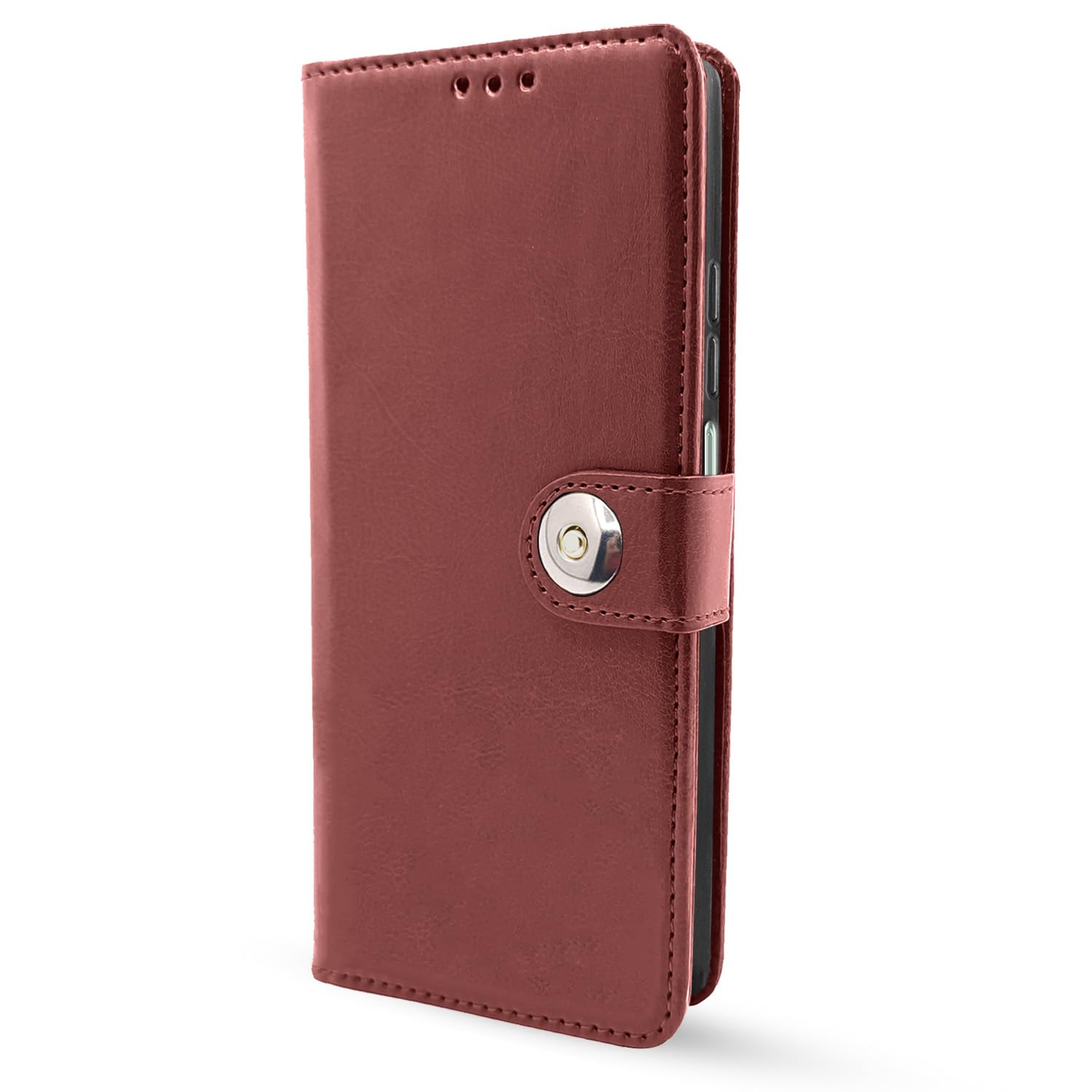 Vintage Leather Flip Cover for Vivo Y17s – Brown Wallet Case with Kickstand