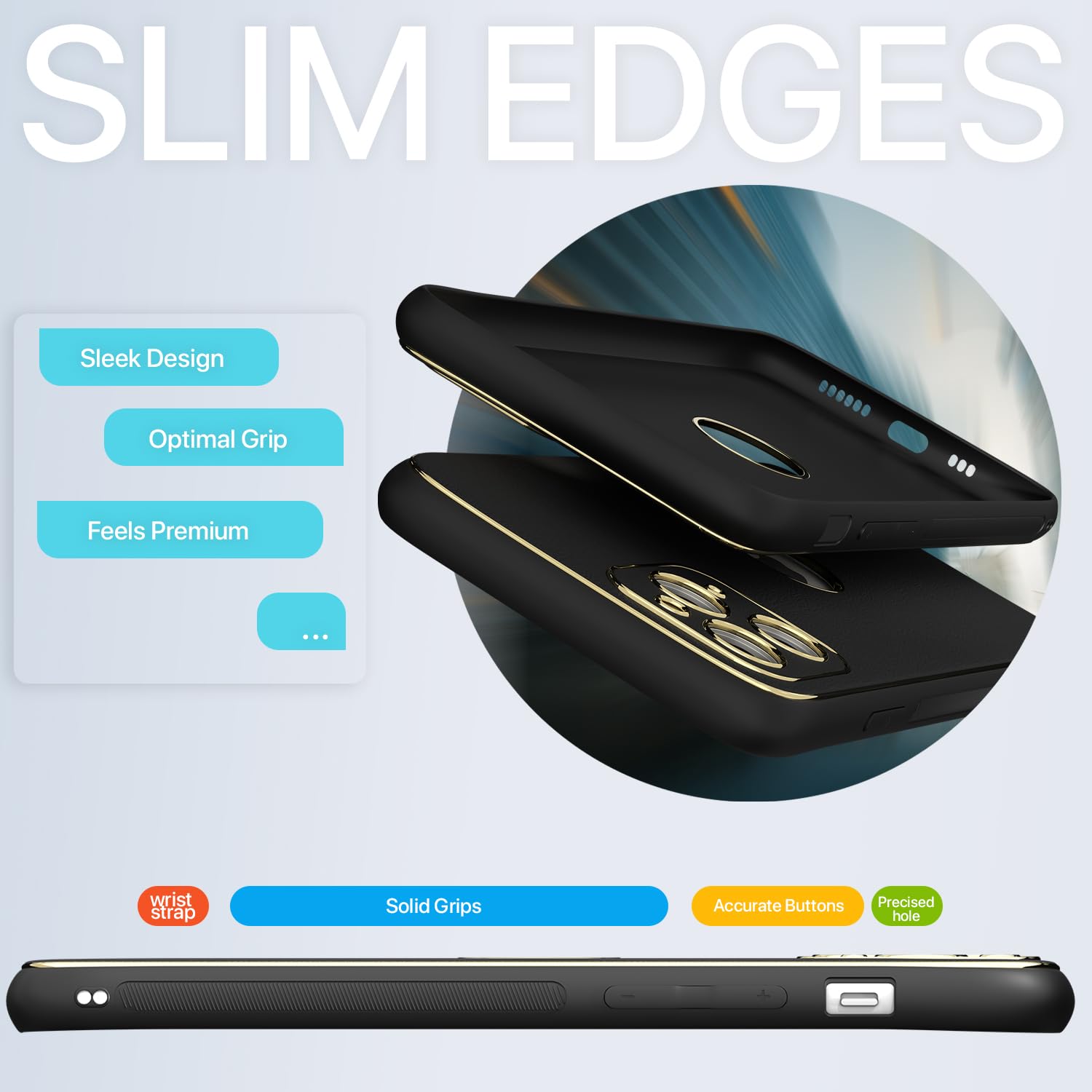 Gold Electroplated Leather Back Cover for iPhone 15 Pro