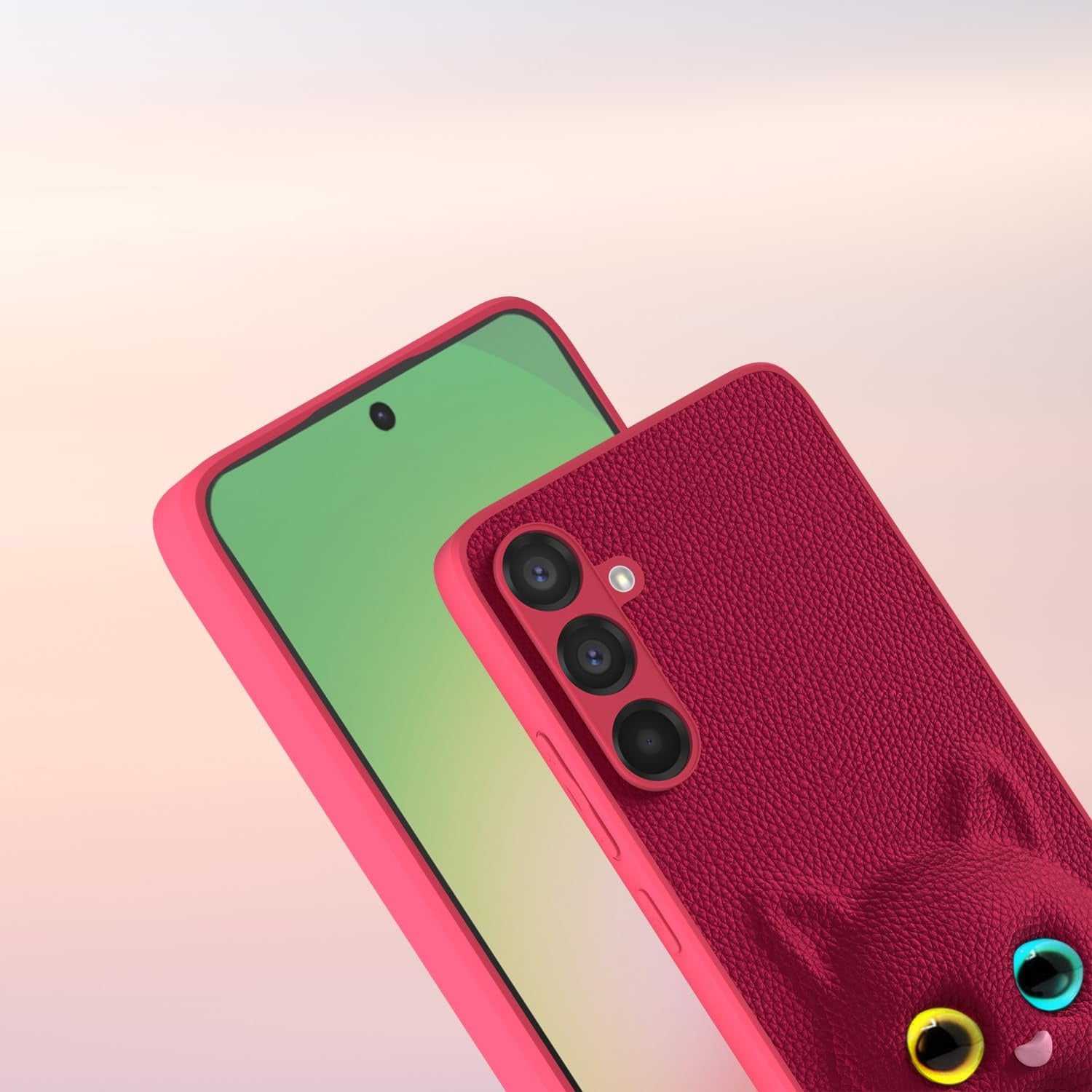 Samsung Galaxy M55 5G / M55s 5G / F55 5G Cute Cat Leather Finish Soft TPU  Case