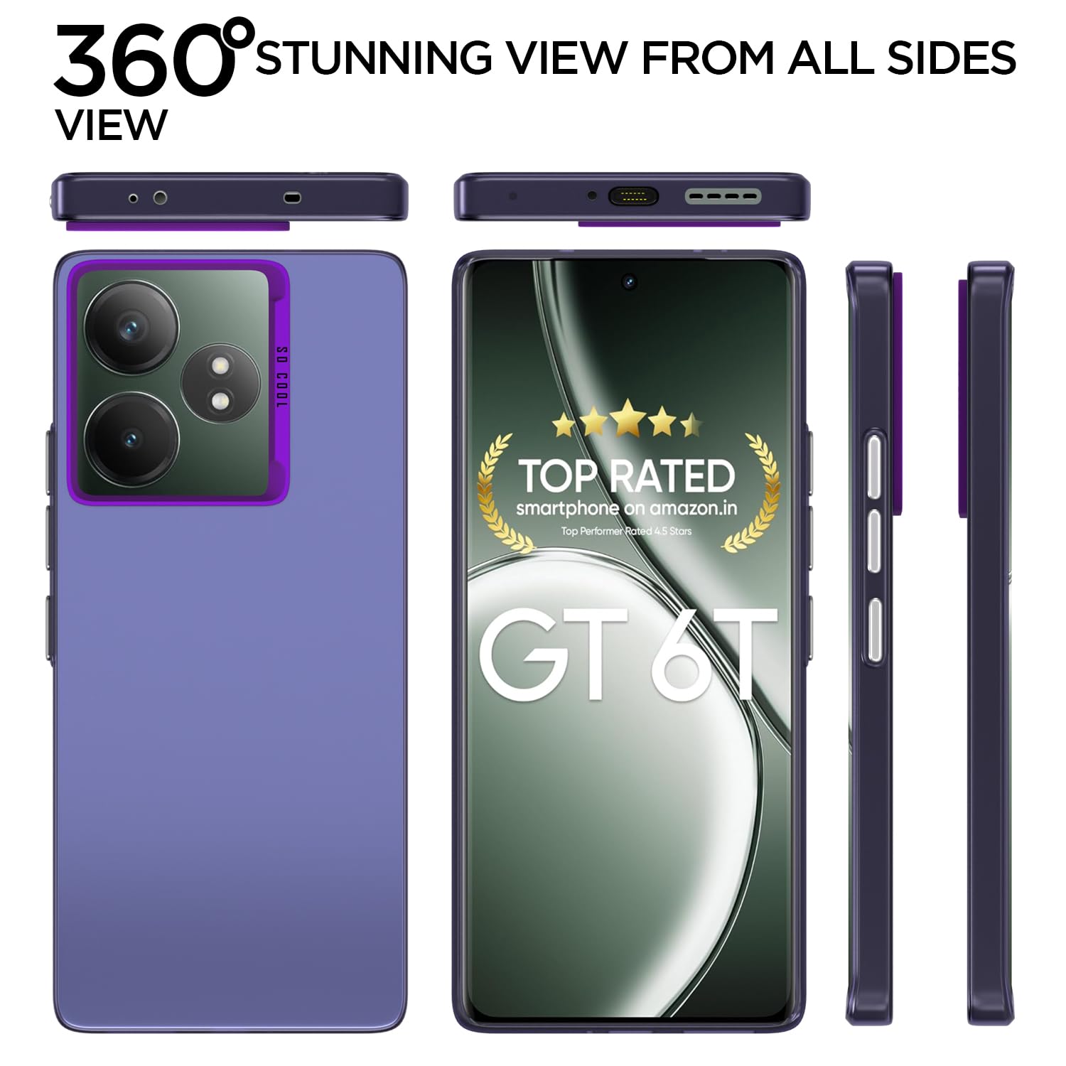 So Cool Matte Finish Back Cover for Realme GT 6T 5G (Purple)