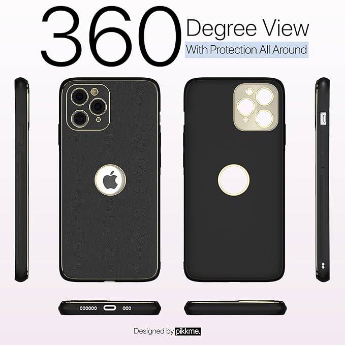 Gold Electroplated Leather Back Cover for iPhone 15 Pro