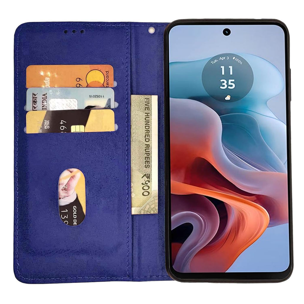 Magnetic Flip Cover for Moto G34 5G (Blue)