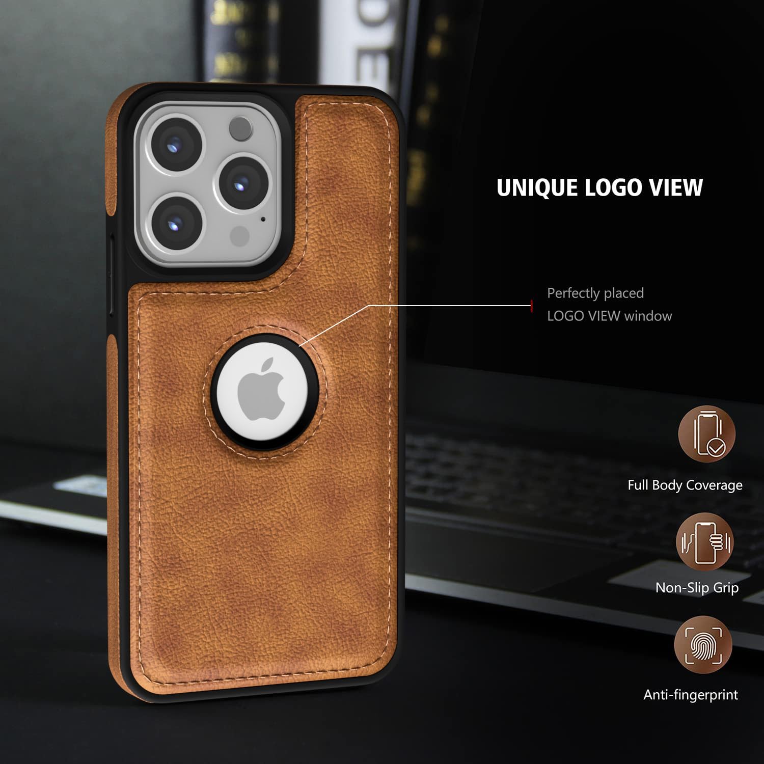 PU Leather Back Cover for iPhone 12 Pro Max (Brown)
