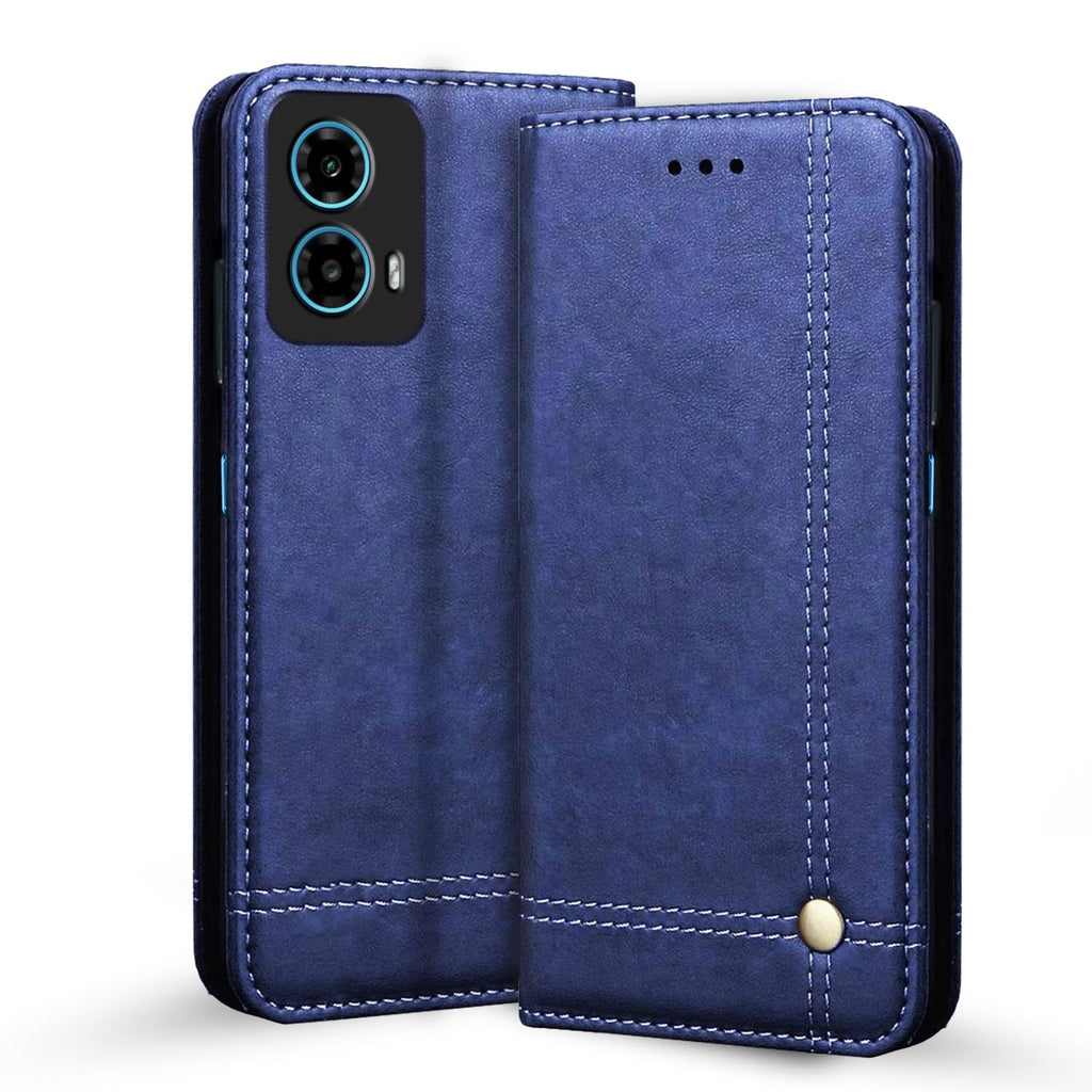 Magnetic Flip Cover for Moto G34 5G (Blue)