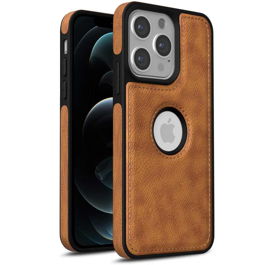 PU Leather Back Cover for iPhone 12 Pro Max (Brown)