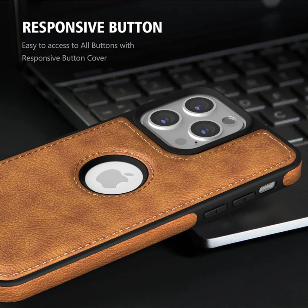 PU Leather Back Cover for iPhone 12 Pro Max (Brown)