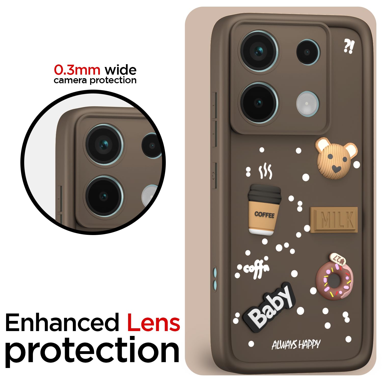 3D Cartoon Bear Back Cover for Redmi Note 13 Pro 5G