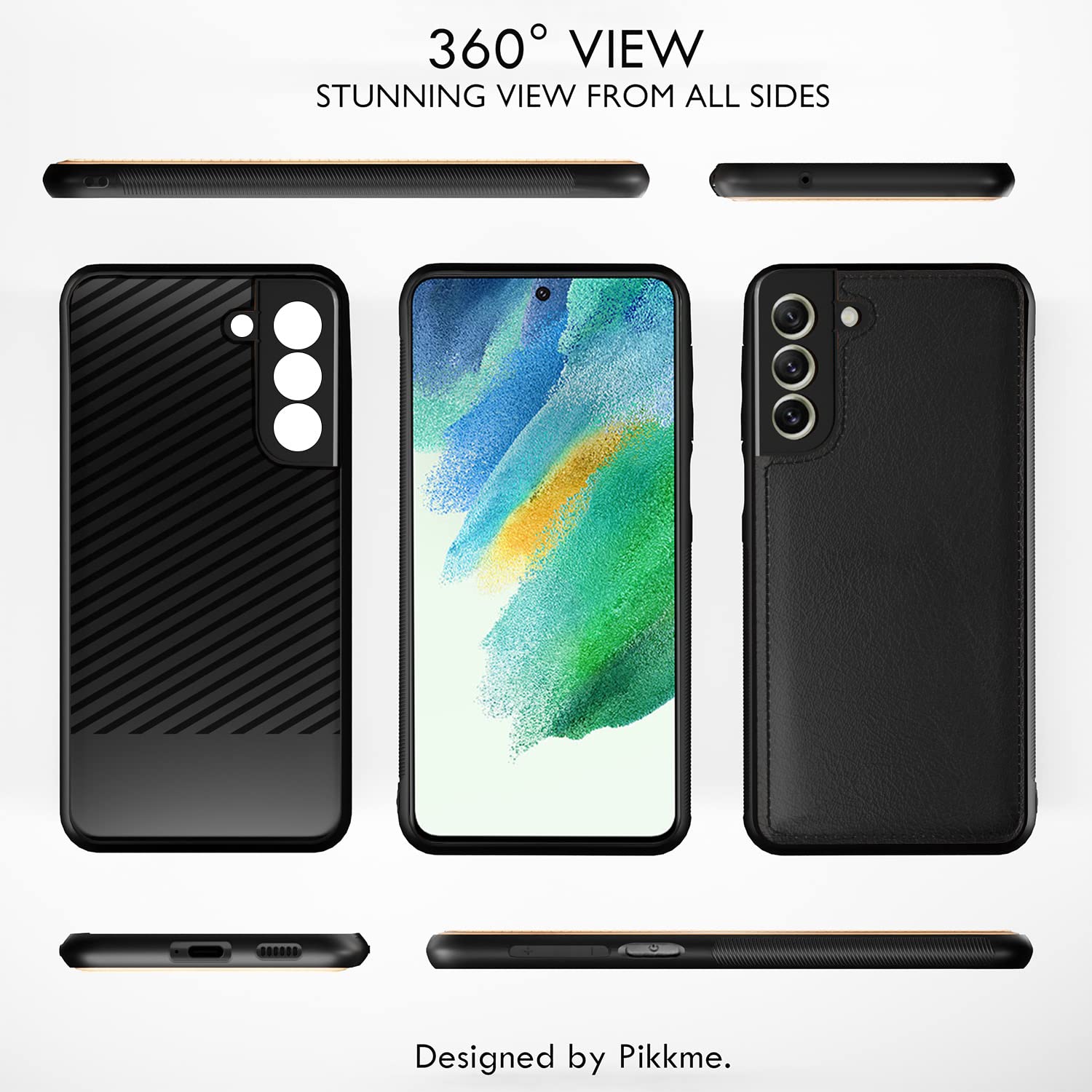 Samsung Galaxy S22 Premium Leather Back Cover (Black) – Soft Silicone Inner Case