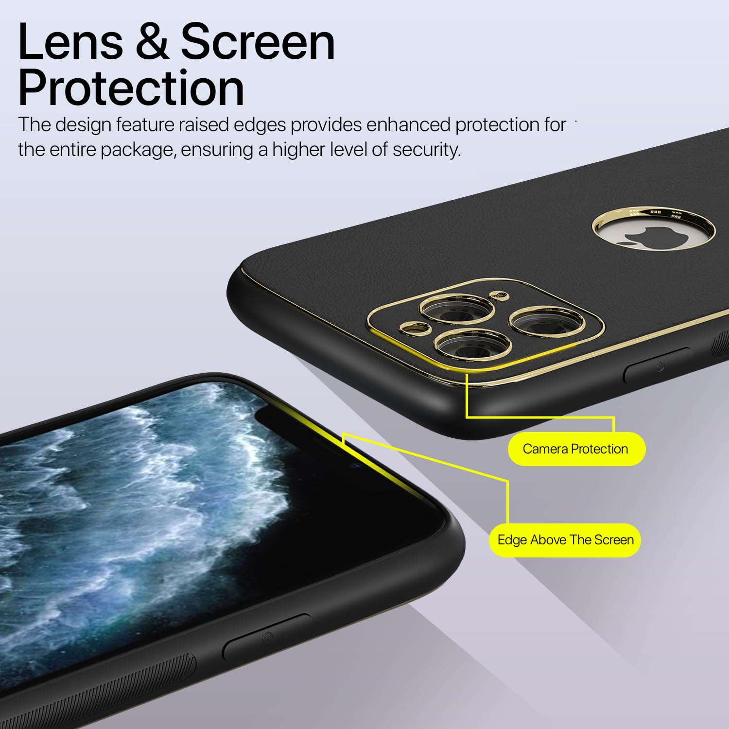 Gold Electroplated Leather Back Cover for iPhone 15 Pro