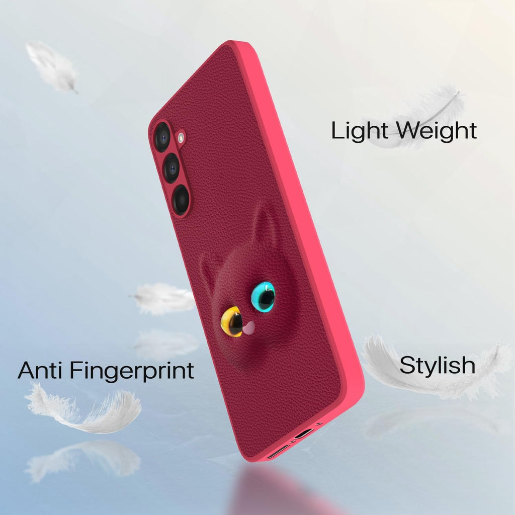 Samsung Galaxy M55 5G / M55s 5G / F55 5G Cute Cat Leather Finish Soft TPU  Case